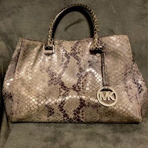 Michael Kors Grey Snakeskin Shoulder Bag